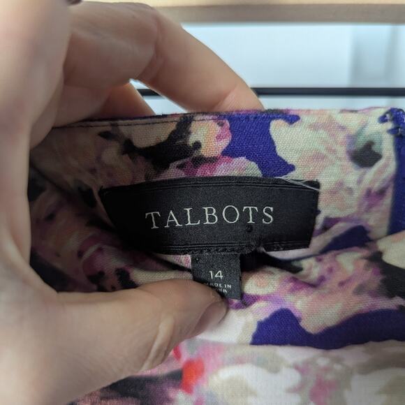 Talbots Skirt Womens 14 Purple Floral Pencil Feminine Romantic Midi Office Date - Picture 3 of 5